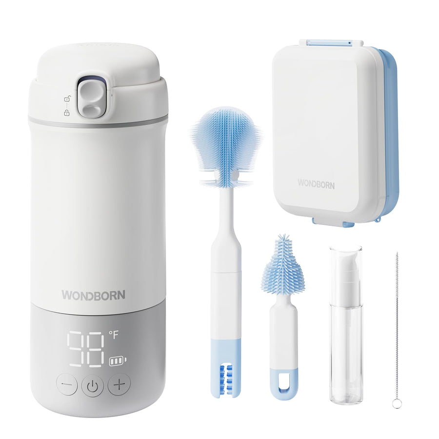 WONDBORN Portable Bottle Warmer & 9-in-1 Bottle Brush Set