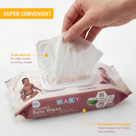MED PRIDE Unscented Baby Wipes, pack of 1