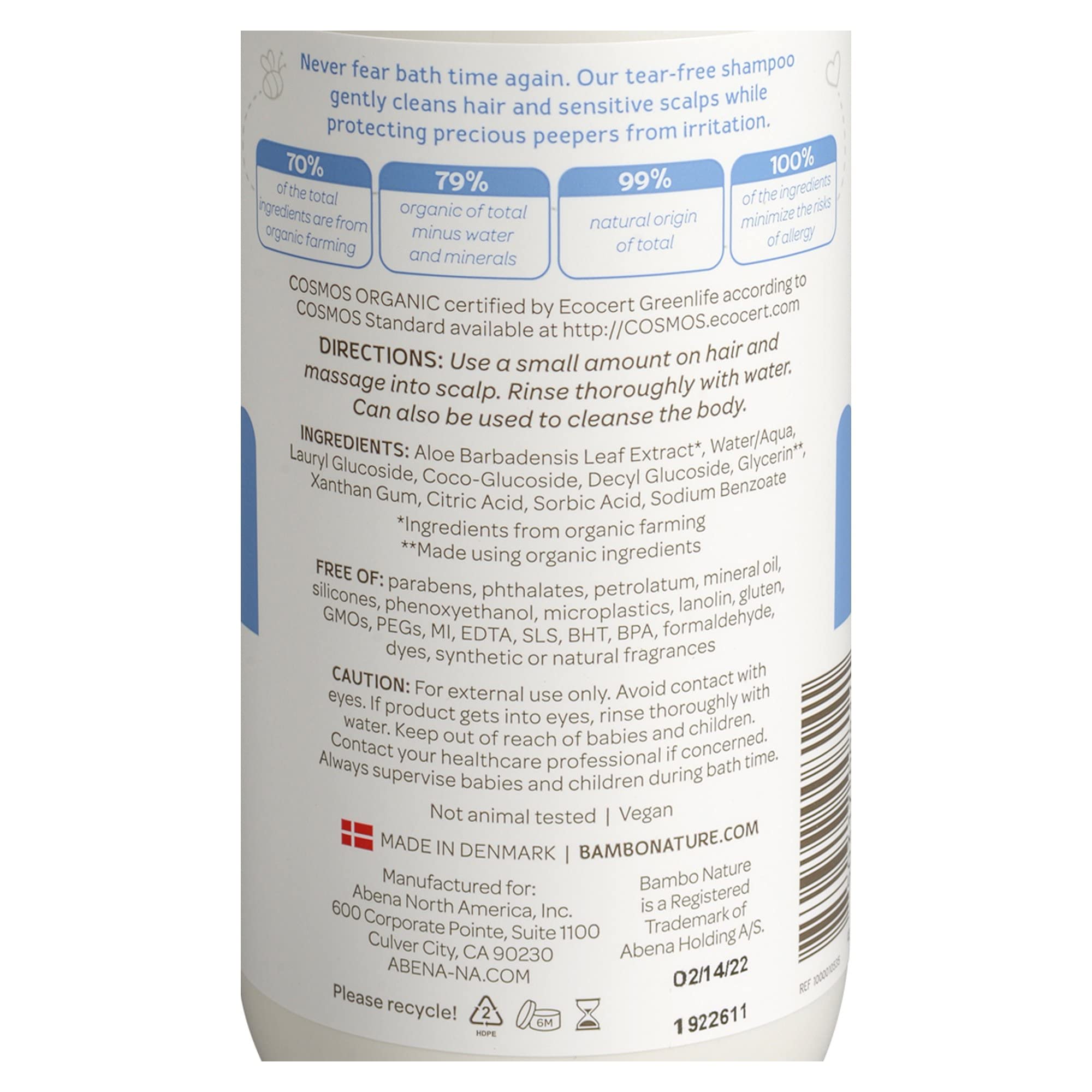 Tear-Free Baby Shampoo, Natural & Organic Certified, 16.9 oz