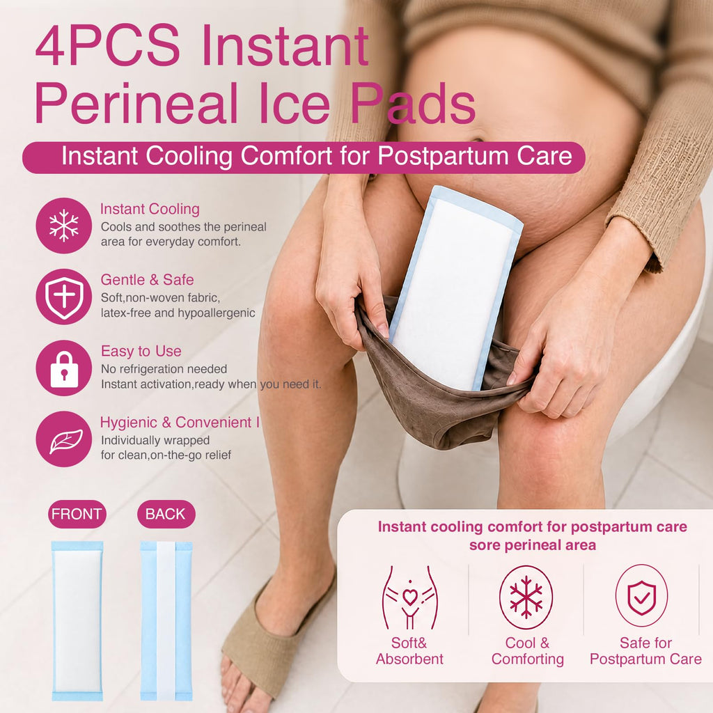 Postpartum Recovery Essentials Kit with Peri Bottle & Ice Pads