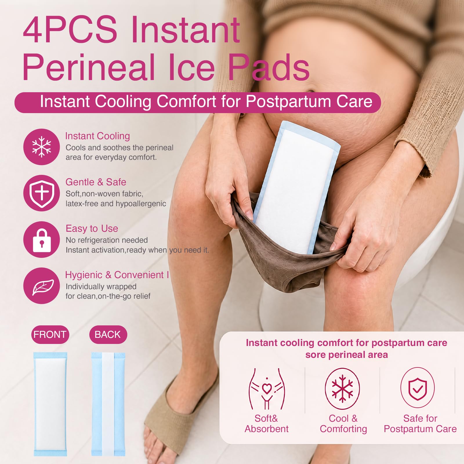 Postpartum Recovery Essentials Kit with Peri Bottle & Ice Pads