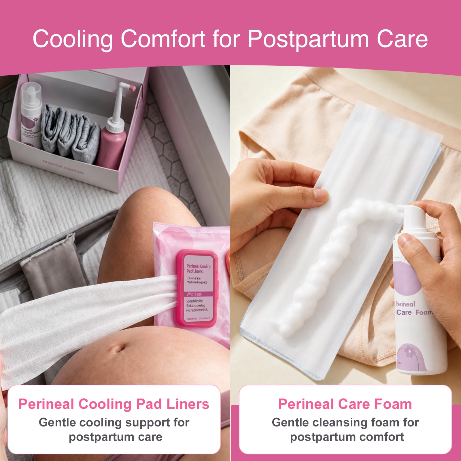 Postpartum Recovery Essentials Kit with Peri Bottle & Ice Pads
