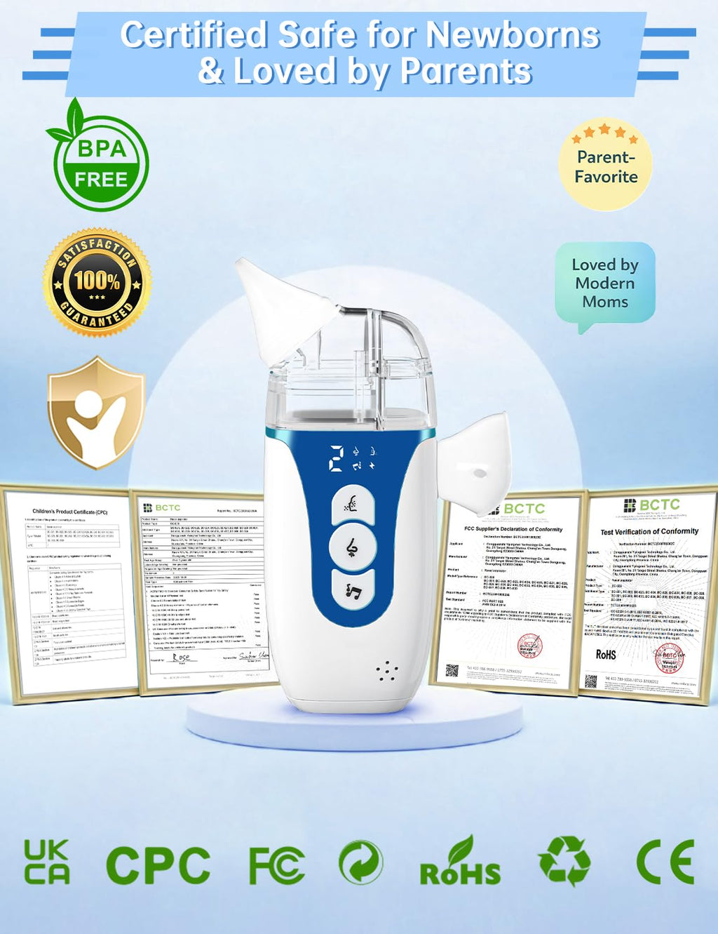 2-in-1 Electric Baby Nasal Aspirator with Powerful Suction