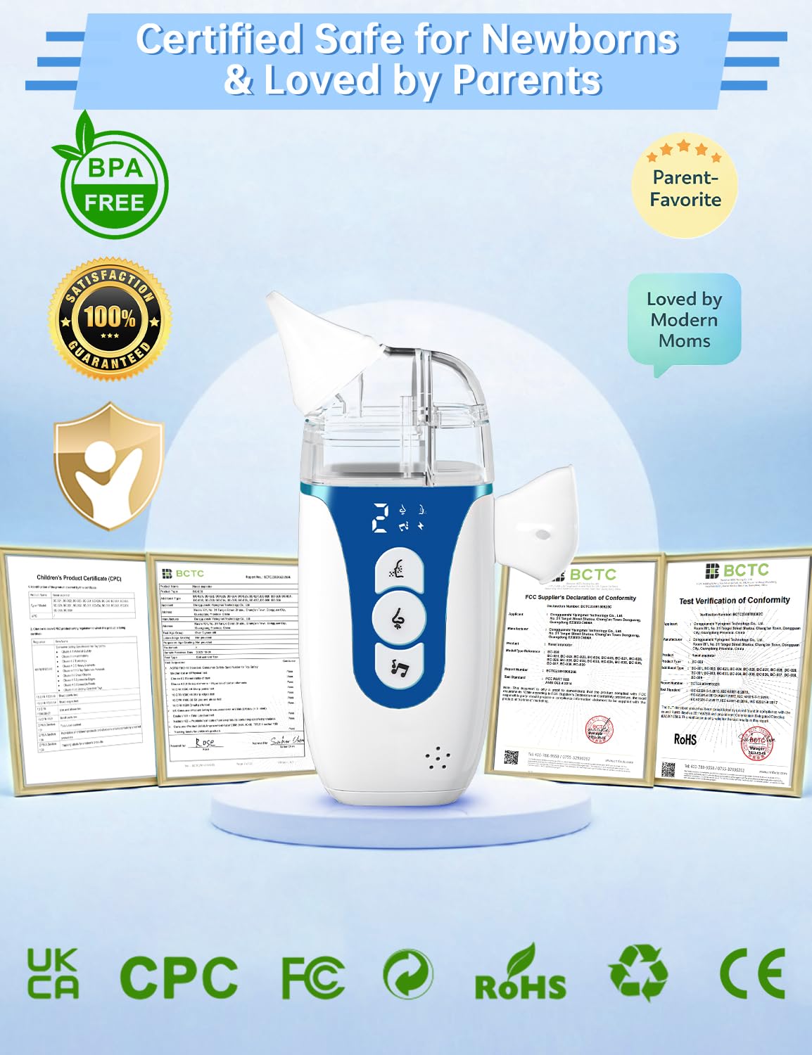 2-in-1 Electric Baby Nasal Aspirator with Powerful Suction
