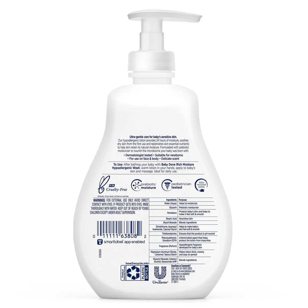 Baby doveHypoallergenic, moisturizingLotionNoneUnisexSensitive skinNutrientsNo parabens, dyes, phthalatesBabyNoneNoneNone
