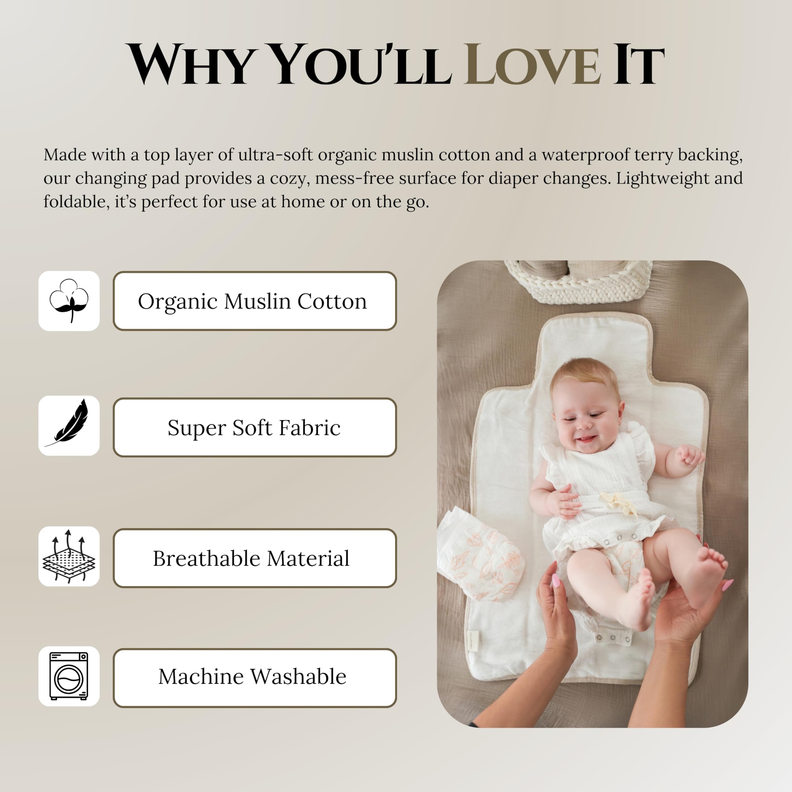 Cherubin Chic Muslin Baby Changing Pad Parent