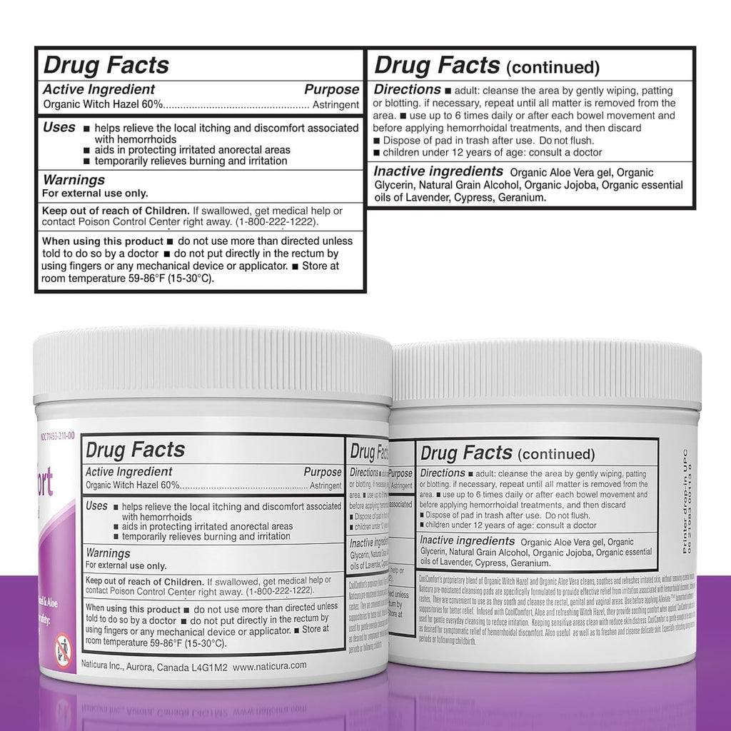Witch Hazel & Aloe Personal Cleansing Pads for Hemorrhoid Relief