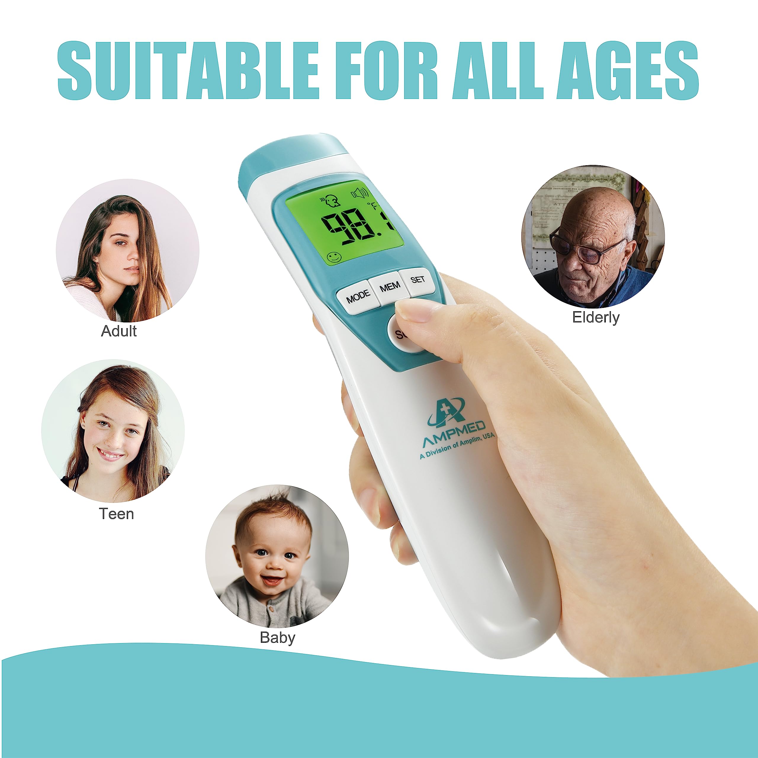 Non-Contact Infrared Forehead Thermometer, 4-Pack