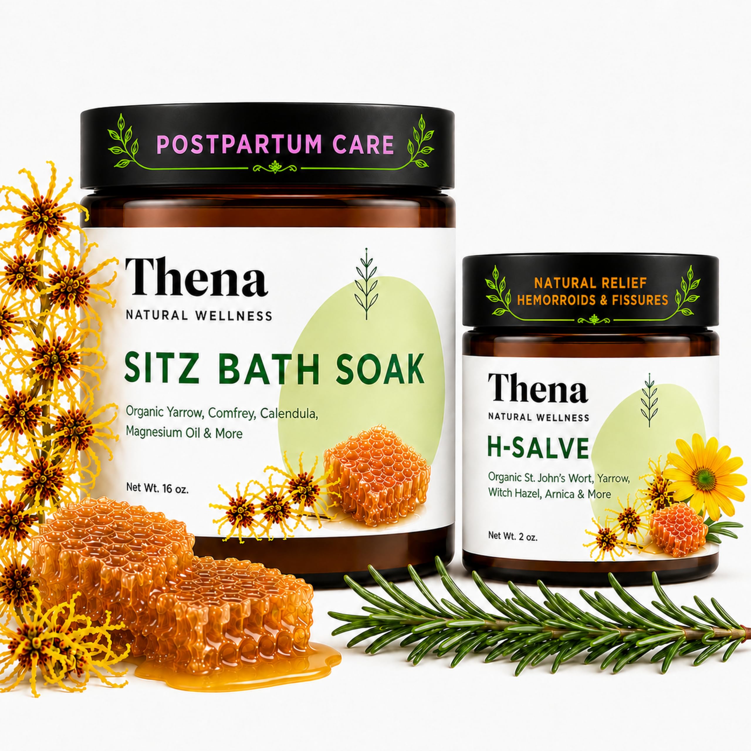 Natural Hemorrhoid Relief Cream & Sitz Bath Soak Set