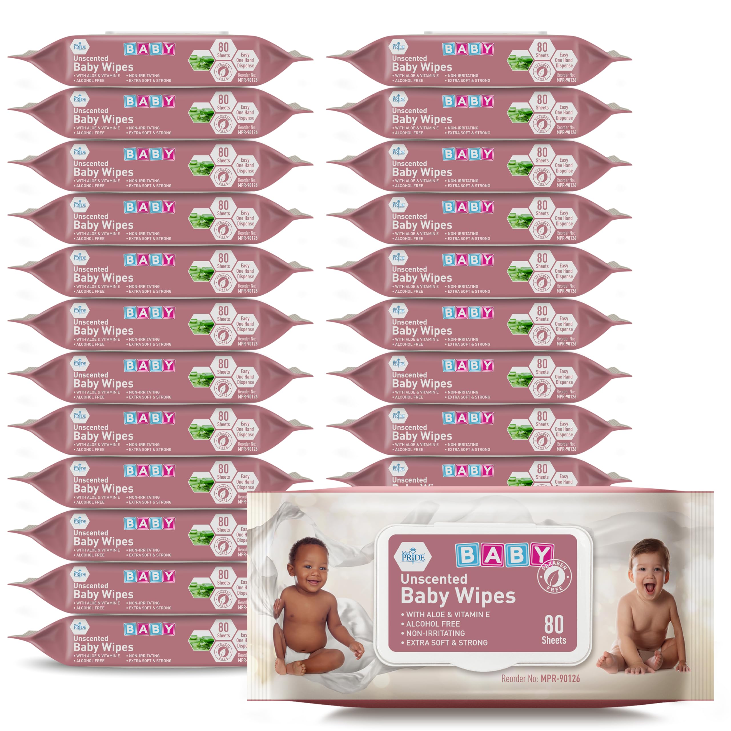 MED PRIDE Unscented Baby Wipes, pack of 1